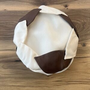 Vintage Eastern Millinery of Yokahama Cream Brown Woven Detail pull‎ box hat